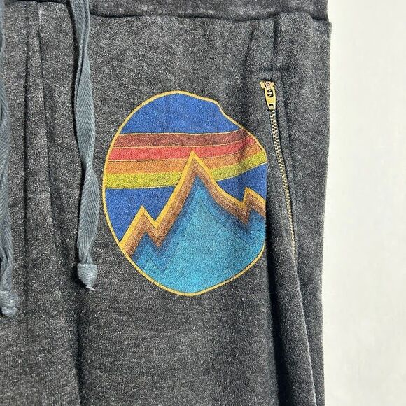 Aviator Nation Sweatpants Joggers M Gray Rainbow Stripe Mountain Pockets - Picture 6 of 13